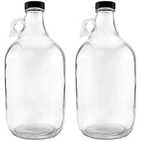 nicebottles Glass Handled Jugs, Half-Gallon, Clear, Pack of 2 Cover