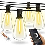 DREAMLAND 200FT Smart LED Outdoor String Lights, Remote Control Waterproof Patio Lights with Shatterproof ST38 Bulbs, Dimmable Outside Hanging Light for, Backyard, Garden, Porch, Bristo