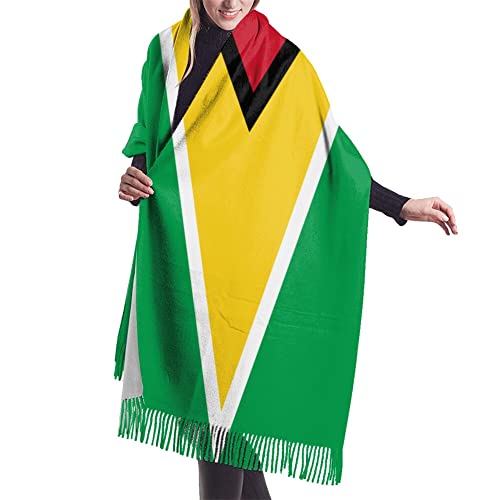 Flag of Guyana Womens Winter Scarf Cashmere Feel Shawl Wrap Soft Warm Blanket Scarves Fringe Scarf