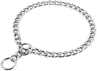 PETTOM Dog Chain Collars Strong Iron Metal Dog Choker Silver Plating No Pull Pet Collar Chain for Medium Dogs Training Walking - M: Diameter 3.5mm Length 60cm