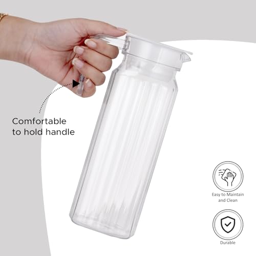 Image of Nayasa Electra Jug 1200 ML | BPA Free Plastic Water Jug with Lid | Leak Proof | Easy Pour | Stylish Design | Clear