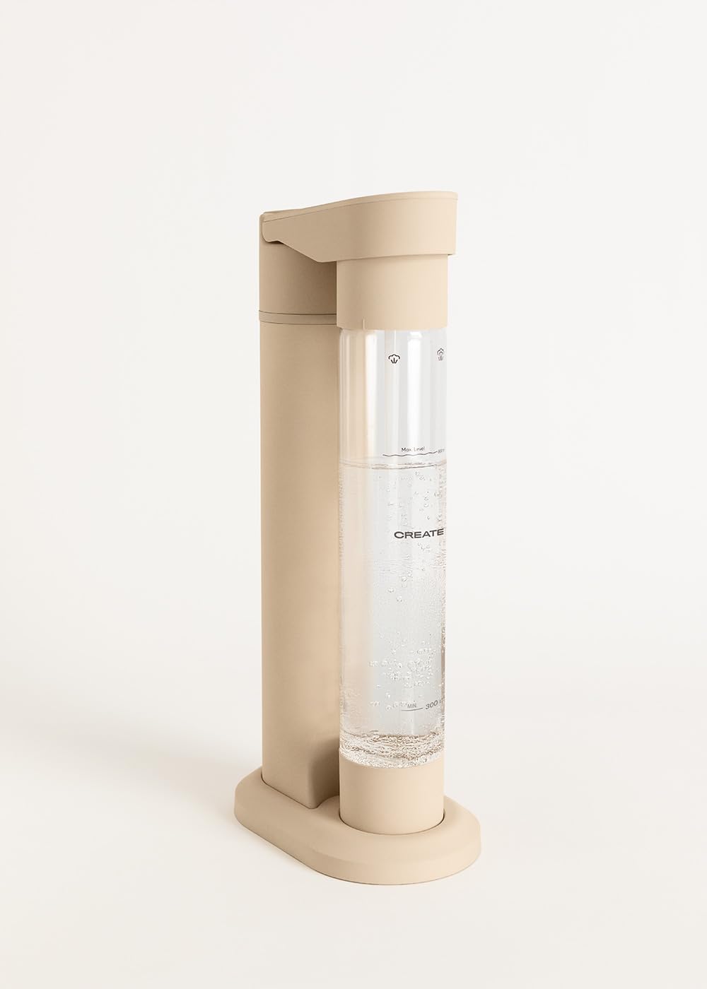 CREATE/SODA MAKER STUDIO/Machine pour faire de l’eau gazeuse 1L sable/Ne comprend pas de cylindres de CO₂, carbonation en 4 étapes, bouteille sans BPA, sans prise électrique