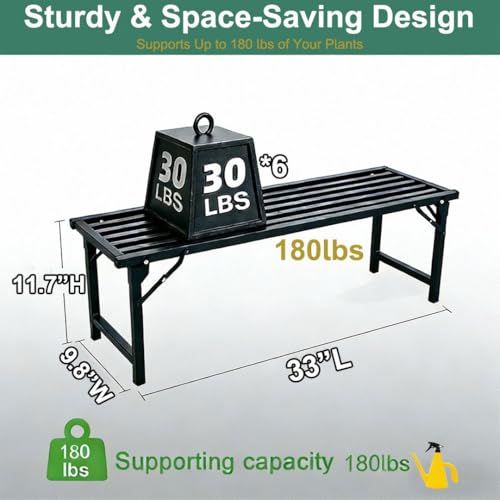 Foldable Iron Plant Stand - Heavy Duty, Rustproof, No Assembly Required