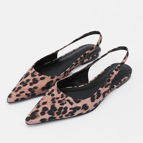 Slingback Flats for Women Slip-On Comfortable Patent Leather Shoes Fashion-Forward and Elegant Pointy Flats Animal Print3