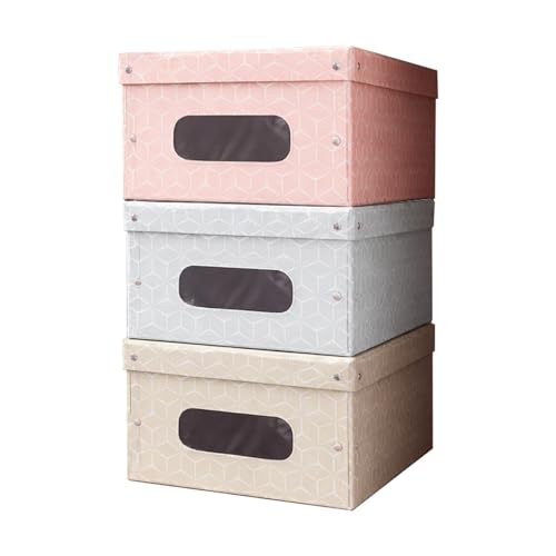 Set Scatole Contenitori - per Armadio, Sottoletto, Organizzatori Rigidi, Salvaspazio, Biancheria, Giochi Bambini, Scarpe, Coperte, Impilabili, Richiudibili - Assortito (Shape-3pz)