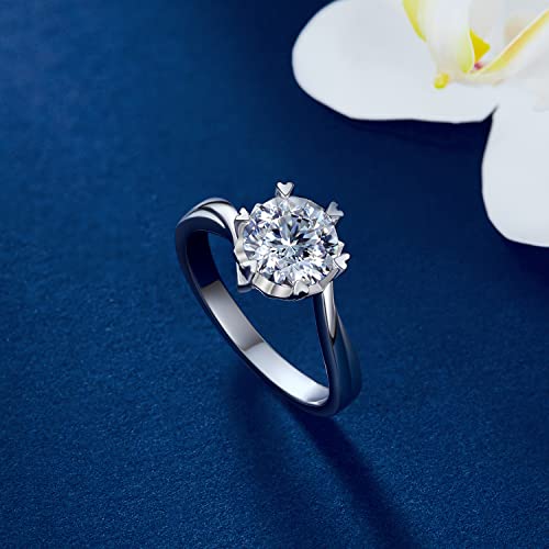 Miniatura 8 de Momentwish Anillo De Compromiso Mujer, Regalo Para Madres, 1 Quilate Moissanita Diamante Anillo Copo De Nieve Promesa Plata De Ley 925 Con Certificato Gra Regalo Aniversario Tamaño61 19.4