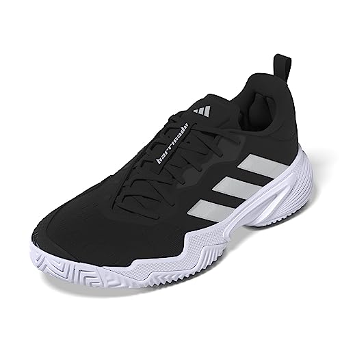 adidas Women's Barricade Tennis Sneaker, Black/Silver Metallic/White, 5.5