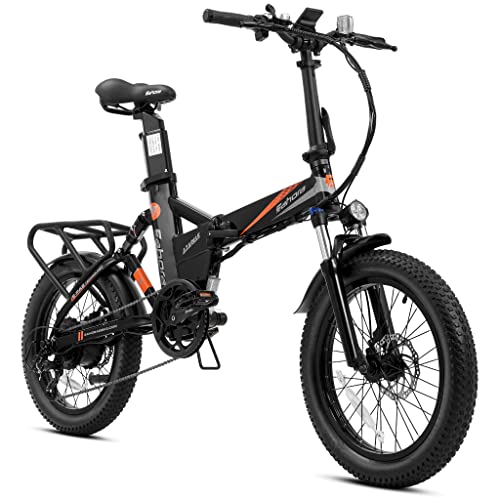 eAhora Azarias Adult Electric Bicycles 750W Folding Electric Mountain Bike 18Ah Lithium Battery Lockable Fork 32mph Top Speed Fat Tire ebike 7-Speed Aluminum Alloy Electric Bike for Adults