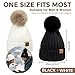 August Crown Women's Winter Knit Beanie with Faux Fur Pom Pom - Black & White (2 Pack) | Chic Warm Skull Caps - Soft Cold-Resistant & Fashionable for Women Daily/Events