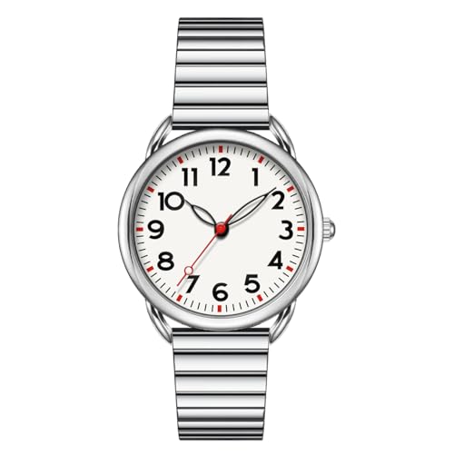 Asan Ge Watch for Women, Expansion Band Fits Various Sizes, Vintage Analog Waterproof, Fashion Luminous Dial Easy to Read, 1 Watch with 4 Straps - Easy Tool Free Replacement (Silvery)