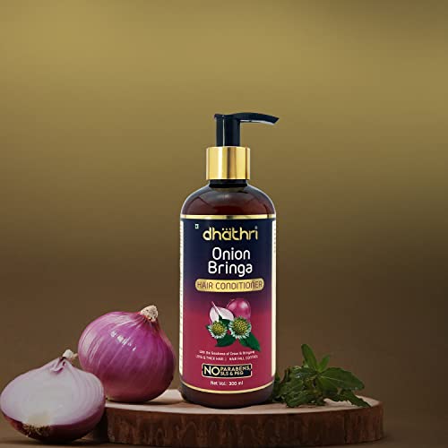 Image of Dhathri Onion Bringa Conditioner with Indian Aloe, Henna & Tulsi | Anti- Hairfall Ayurvedic Conditioner for Long & Thick Hair | Paraben & SLS Free | All Hair Types, 300ml