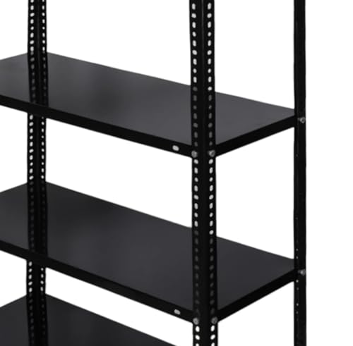 Image of Heavy Duty Metal Storage Rack | Multipurpose Steel Shelving Unit for Home, Kitchen, Pantry, Garage, Office & Store Room | Powder Coated Rust Resistant Organizer Rack bin stoarge | Black