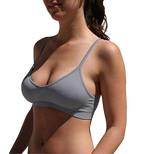 Image of Blue 55 Women's Bralette Wireless Padded Bra Top Sexy Everyday Basic Deep V-Neck