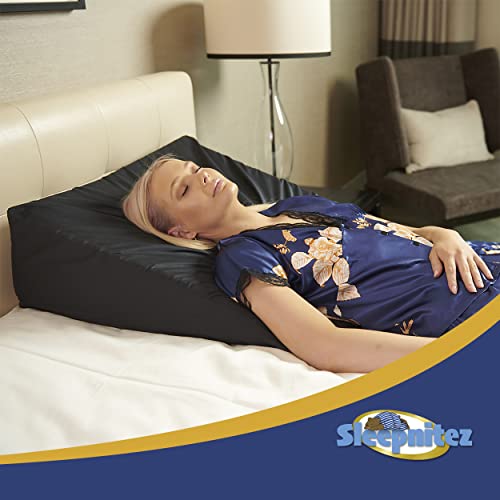 Sleepnitez Bed Wedge Pillow Cover, Loose Fitting 100% Egyptian Cotton Pillowcase for Our 8" Wedge Pillow. Dark Gray. Zip Closure for Easy Removal.