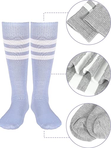 SATINIOR 4 Pairs Colorful Striped Neon Thigh High Socks Witch socks Soccer Socks for Women3