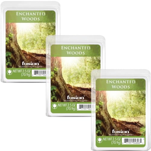 FUSION by Scentsationals Scented Wax Fragrance Melts - Enchanted Woods - Wax Cubes Pack, Home Warmer Tart, Electric Wickless Candle Bar Air Freshener, Spa Aroma Decor Gift - 2.5oz (3-Pack)