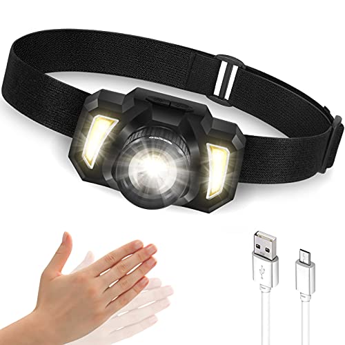 Headlamp Flashlight, EECOO Rechargeable LED Head Lamp, Super-Bright Zoomable Waterproof Headlight, with 6 Modes and Adjustable Headband, Perfect for Outdoors Camping, Hiking, Running