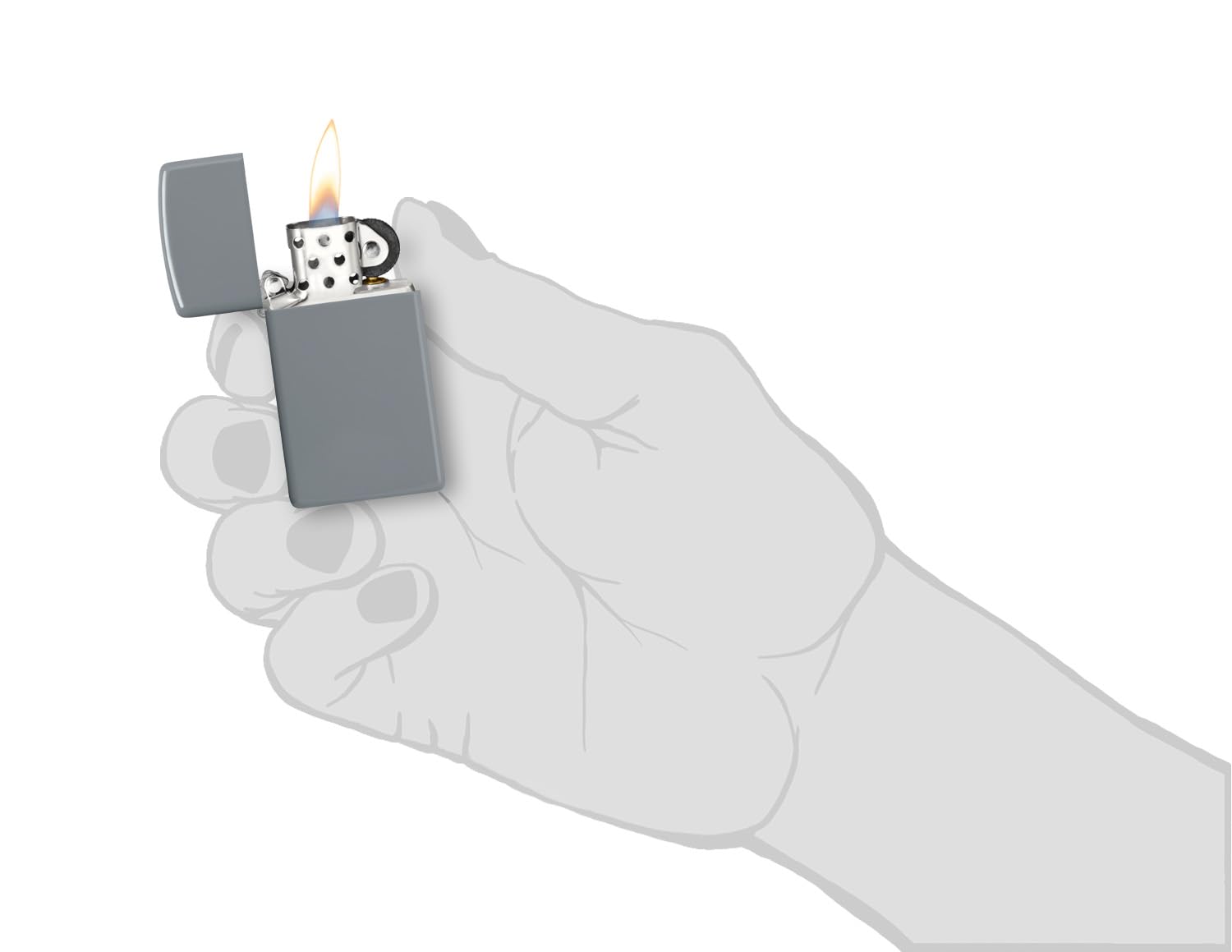 Zippo Accendino, Slim Grigio piatto, 1 x 3,5 x 5,5 cm