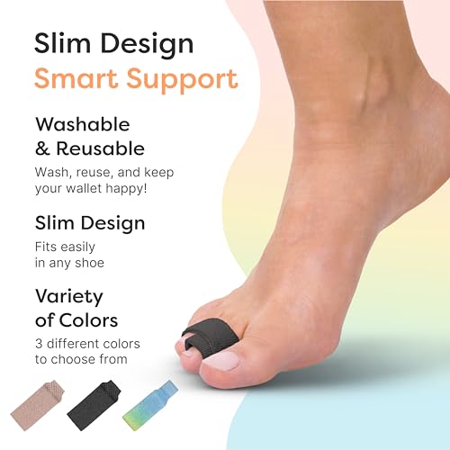 Image of ZenToes Hammer Toe Corrector for Women & Men - Reusable Fabric Buddy Wraps for Broken Toes - Cushioned Toe Splint for Protection & Recovery & Hammertoe Straightener - 4 Count (OSFM, Black)