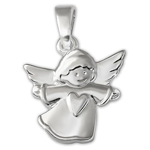 Clever Schmuck Silver Angel Pendant with Heart Cover