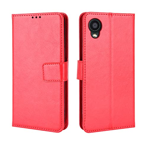 for KYOCERA DIGNO BX2 /DIGNO SX2 ケース 上質感PUレザーカバー 薄型 軽量 手帳型ケース【YML】スタンド機能付きケース お札や小銭も収納可能 (京セラ DIGNO BX2 カバー レッド)