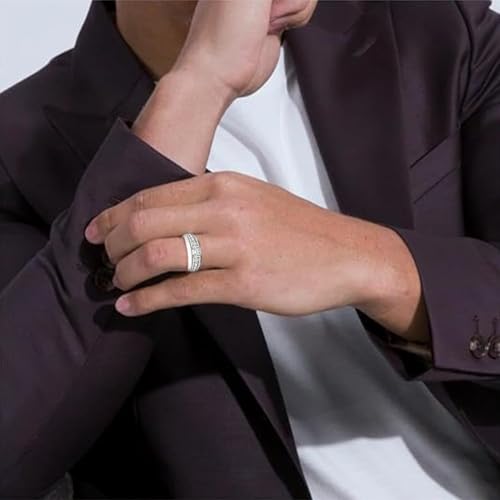 Moissanite Engagement Wedding Band Rings for Men, Eternity Moissanite Band Brilliant D Color VVS1 Clarity Lab Created Diamond Ring S925 Sterling Silver4