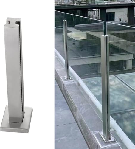 Poste de acero inoxidable plateado de 105 cm para barandilla de vidrio de 10/12 mm