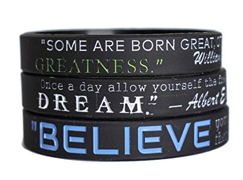 Preisvergleich Produktbild 11thGear Silikon-Armband mit MotivationsZitat Believe Dream Greatness