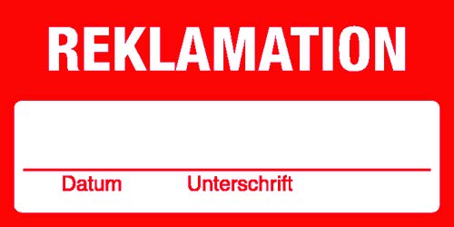 Preisvergleich Produktbild Qualitätssicherung - Reklamation - Kunststoff Selbstklebend - 60 x 30 mm - Inhalt: 100 Stück
