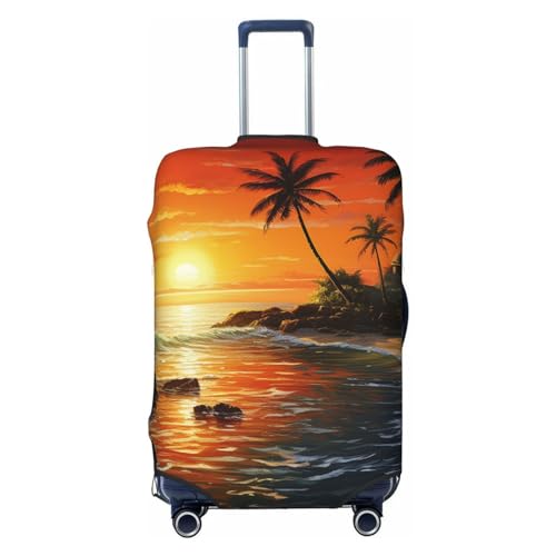 Luggage Cover Palm Tree Sun Landscape Travel Luggage Covers Thicker Elastic Suitcase Cover Dustproof Baggage Cover Scratch-Resistant Suitcase Cover Protector Fit 18-32 Inch Luggage X-Large