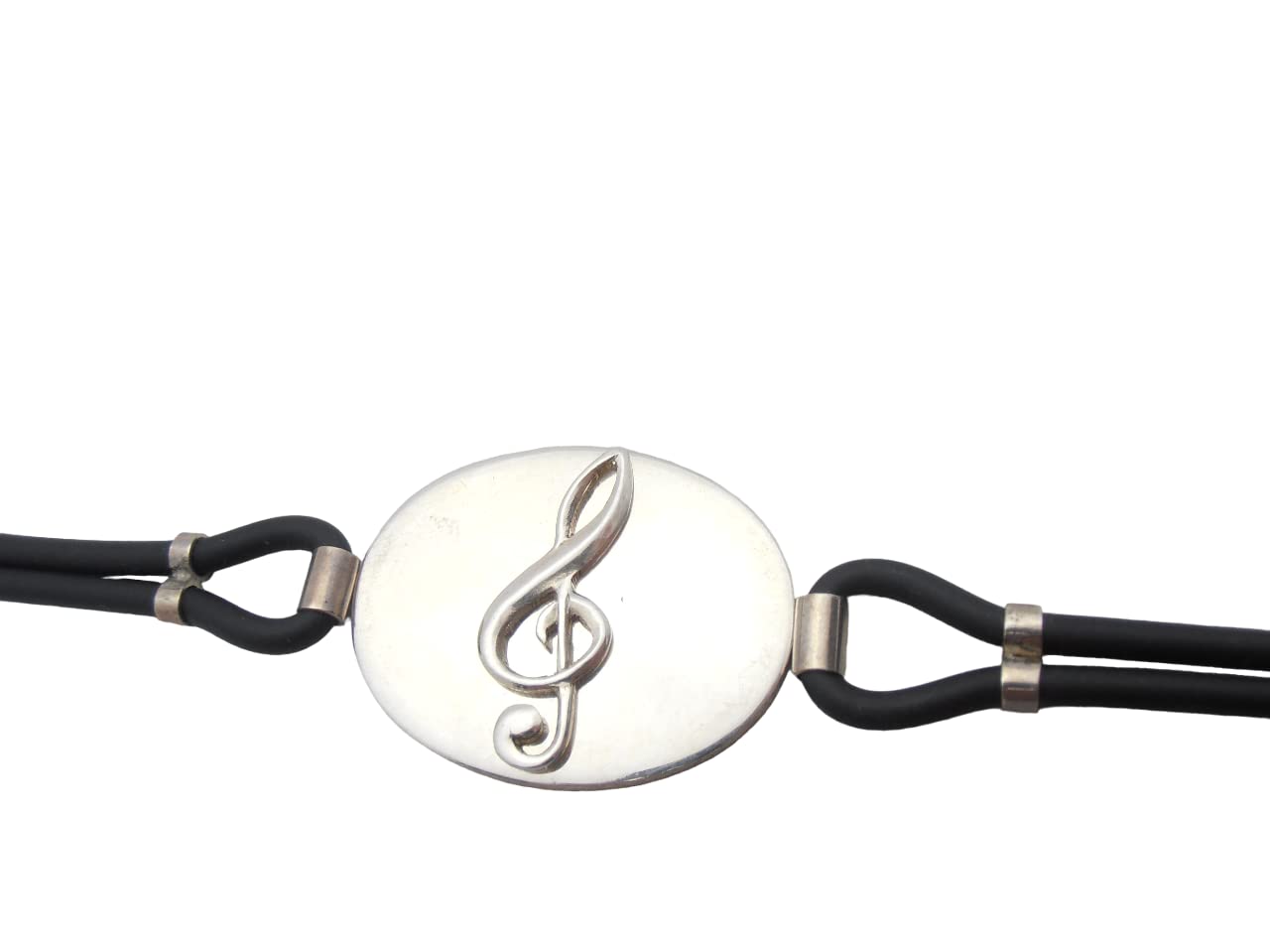 Chiave di Violino : Braccialetto in Argento 925 e Caucciù - Bracciale con Chiave di Sol - Musica - Musicista