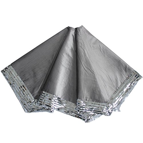 Tapis de sapin de Noël luxe argent 50 pouces SORRENTO brodé de paillettes