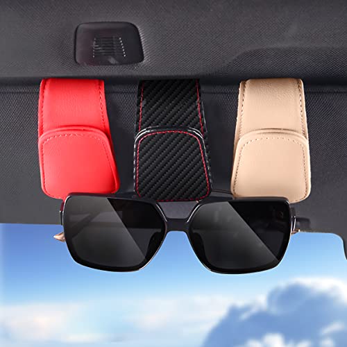 Image of AICEL Sunglasses Holders for Car Sun Visor, Leather Eyeglasses Hanger Mounter, Magnetic Glasses Holder and Ticket Card Clip, Auto Interior Accessories Universal for SUV Pickup Truck