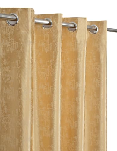 Image of 70-75% Room Darkening Window Curtains 5 Feet Long Set of 3 pcs for Living Room | Premium Polyester Grommet Curtain Panel, Golden