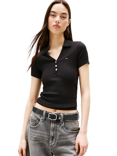 Tommy Jeans Women's Short Sleeve V Neck Polo Shirt...