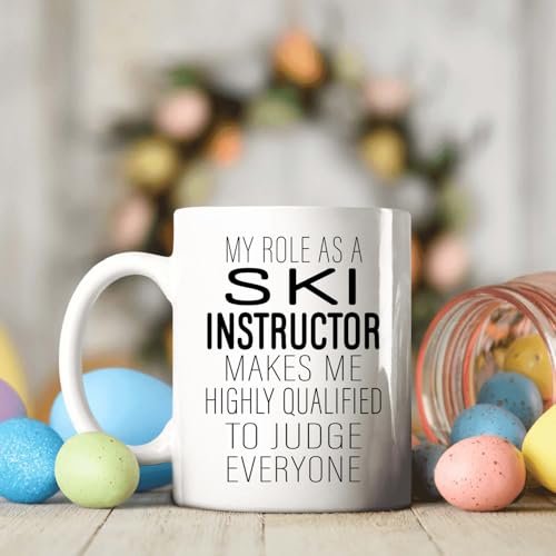 Taza de cerámica blanca 11oz para instructor de esquí miniatura 4