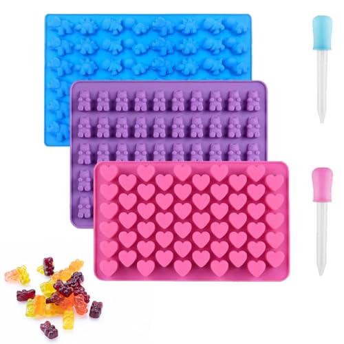 Stampini in Silicone per Cioccolato e Caramelle, 3 Pezzi Mini Stampi per Orsetti Gommosi