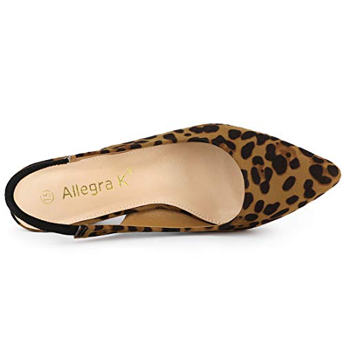 Allegra K Allegra K Women's Pointed Toe Block Heel Pumps Leopard Slingback Heels - 7 M US