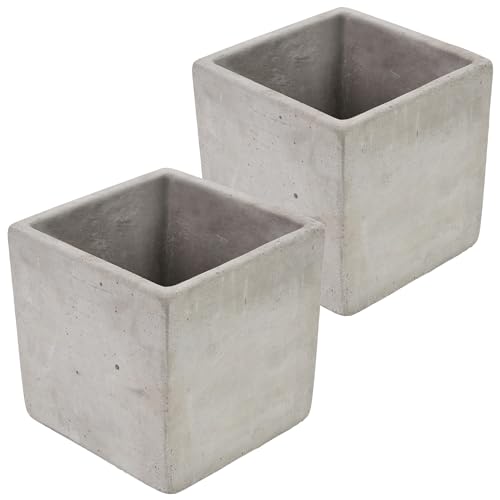 KOTARBAU® 2er Set Blumentopf Übertopf für Blumen Pflanzen aus Dekorativ-Beton Quadratisch 20 x 20 cm