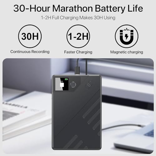 Image of AI Voice Recorder, App Control, Transcribe & Summarize by ChatGPT, Support 112 Languages, 60H Recording, 64GB Memory, Digital Audio Recorder for Lectures, Meetings, Calls (Black)