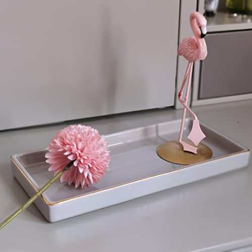 image for HANKOR 10 x 5 Ceramic Bathroom Tray for Countertop, Decorative Vanity 