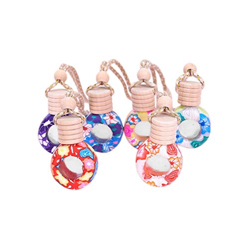 LICIONE 6 Pieces 6-15ML Multicolour Car Perfume Bottles Hanging Modern Art Pendant Soft Ceramics Empty Bottle