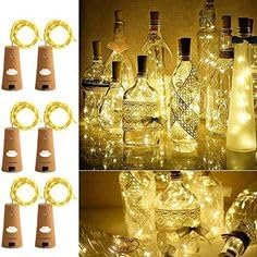 Image of LED Wine Bottle Cork Lights - 2M Copper Wire Fairy String Lights, Battery Operated DIY Decorative Lights for Bottles, Parties, Home, Weddings & Festive Decor - Yellow (Warm) (6)