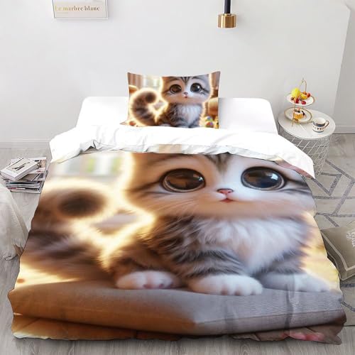 Housse de couette chat lit enfant infroissable et facile à laver pour lit single - 2