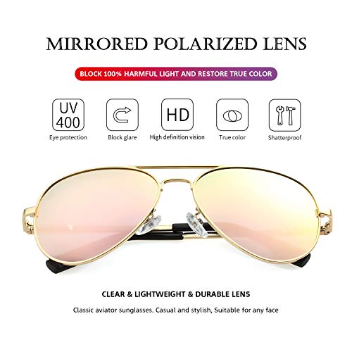 PORADAY Small Polarized Aviator Sunglasses for Small Face Women Men and Juniors3