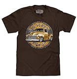 BEAR RUN Men's Old School Pickup Truck Shirt - Faded Truck Graphic Tee Shirt (Dark Chocolate) (M)