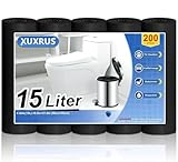 XUXRUS 200 Bolsas de Basura 15L, Bolsa Basura Pequeña para Baño, Negra,...