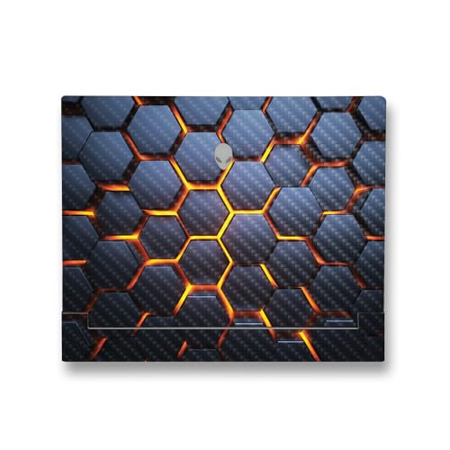 Image of MightySkins Carbon Fiber Skin Compatible with Alienware X14 R2 (2023) Full Wrap Kit - Lava Hex | Protective, Durable Textured Carbon Fiber Finish | Easy to Apply & Change Styles | Made in The USA