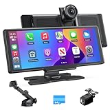 9.26'' Wireless Car Screen for Apple Carplay & Android Auto with 4K Dashcam 1080P Rear Reversing Camera, Portable Car Stereo, GPS Navigation, Voice Control, Mirror Link, Bluetooth, Plug & Play, Avylet