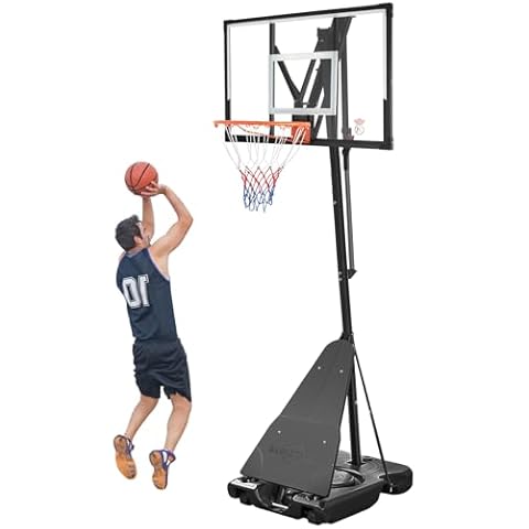 LotFun Basketball Hoop Outdoor, 5.2-10FT Height Adjustable Portable Basketball Hoops with 44 Inch Shatterproof Backboard, Basketball Goal System for Kids Youth and Adults in Backyard/Driveway/Indoor Cover